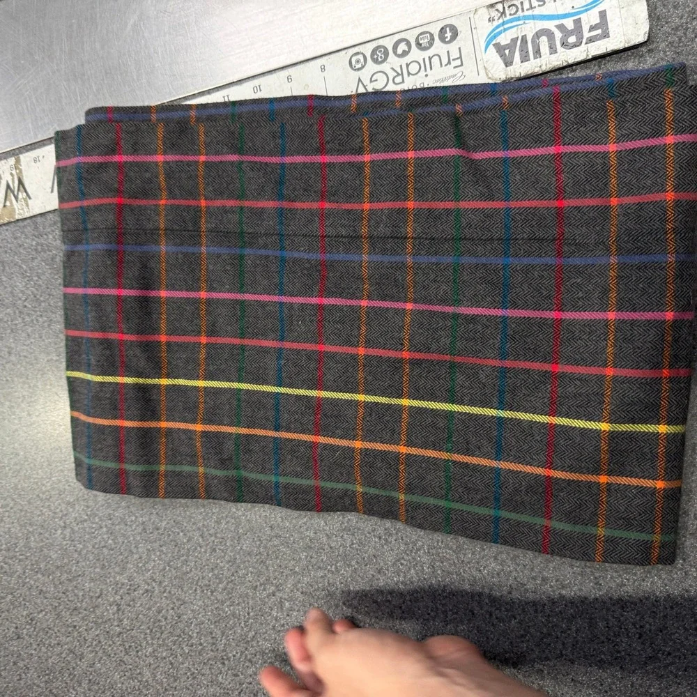 Thistle & Stitch Scarf Unisex OS Grey Rainbow Plaid Herringbone Cotton Excellent